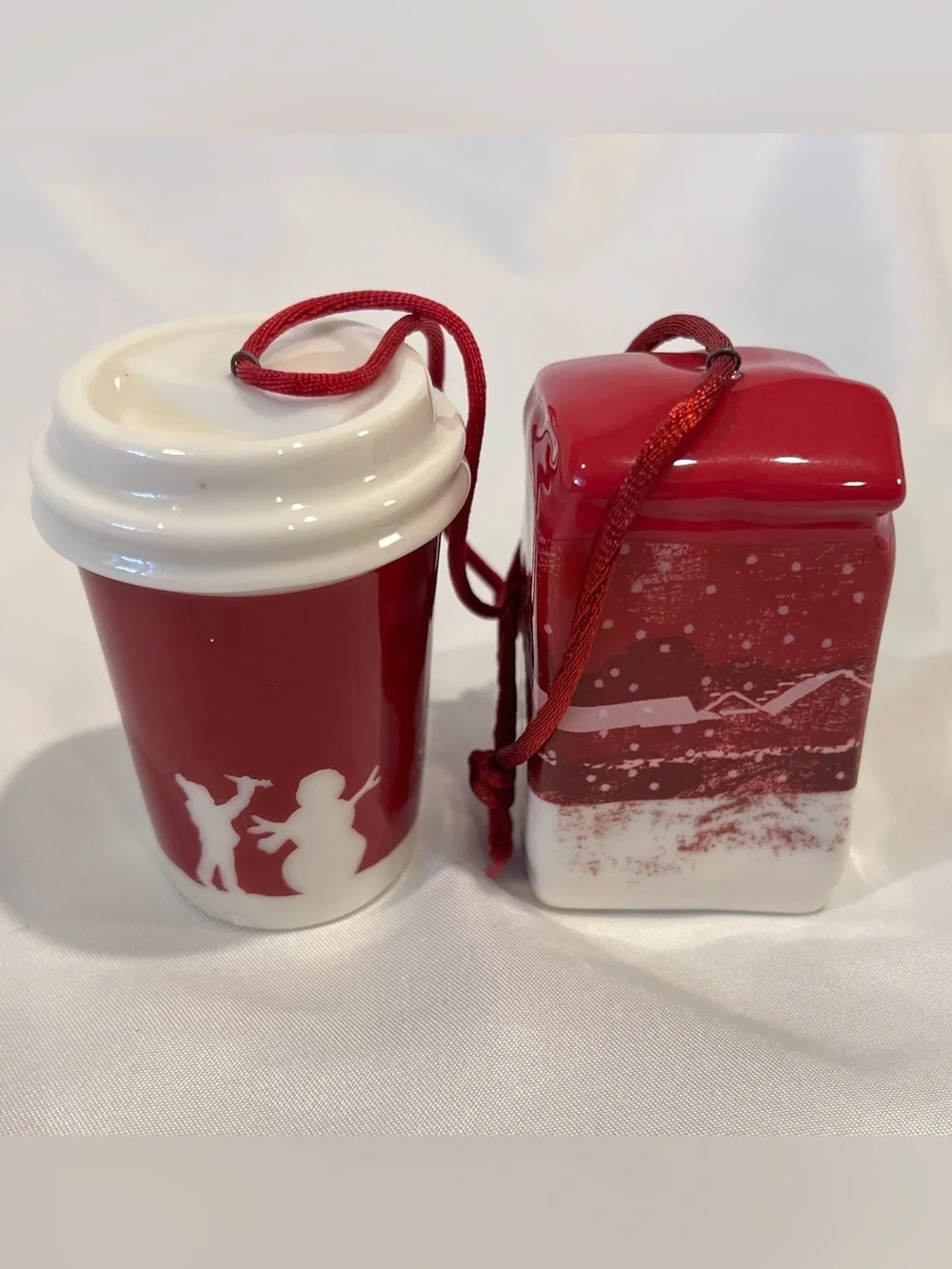 Vintage Starbucks 2006 & 2007 Christmas Ceramic Ornament Set
